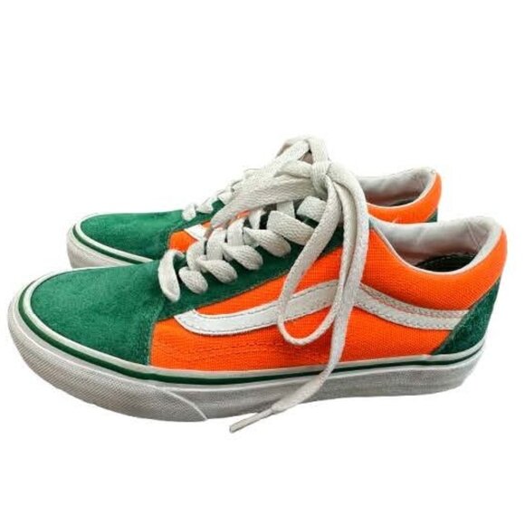 Vans Old Skool Low Top Sneakers, Suede Green & Orange  (3.5Y / Women’s 5) - Picture 1 of 8